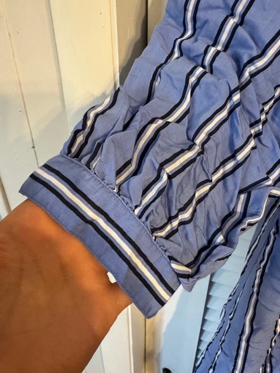 H&M Striped Wrap Midi Dress Sz 10 Blue Long Sleeve V Neck Womens FINAL PRICE - Picture 3 of 3